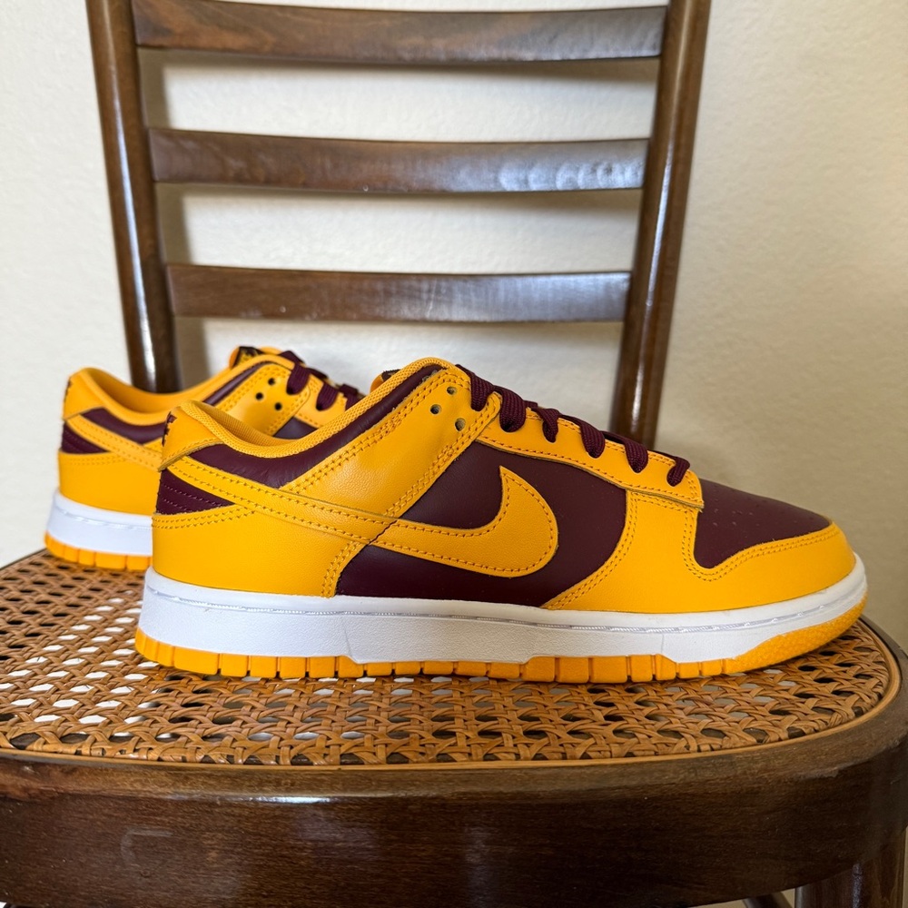 Nike Dunk Low Retro Yellow and Maroon Sneakers - Picture 6 of 6